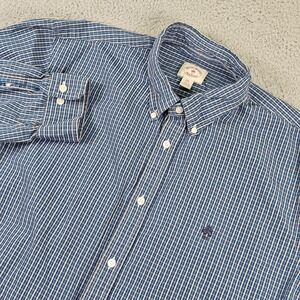 Brooks Brothers Red Fleece Shirt Mens 2XL Blue Check Long Sleeve Button Down
